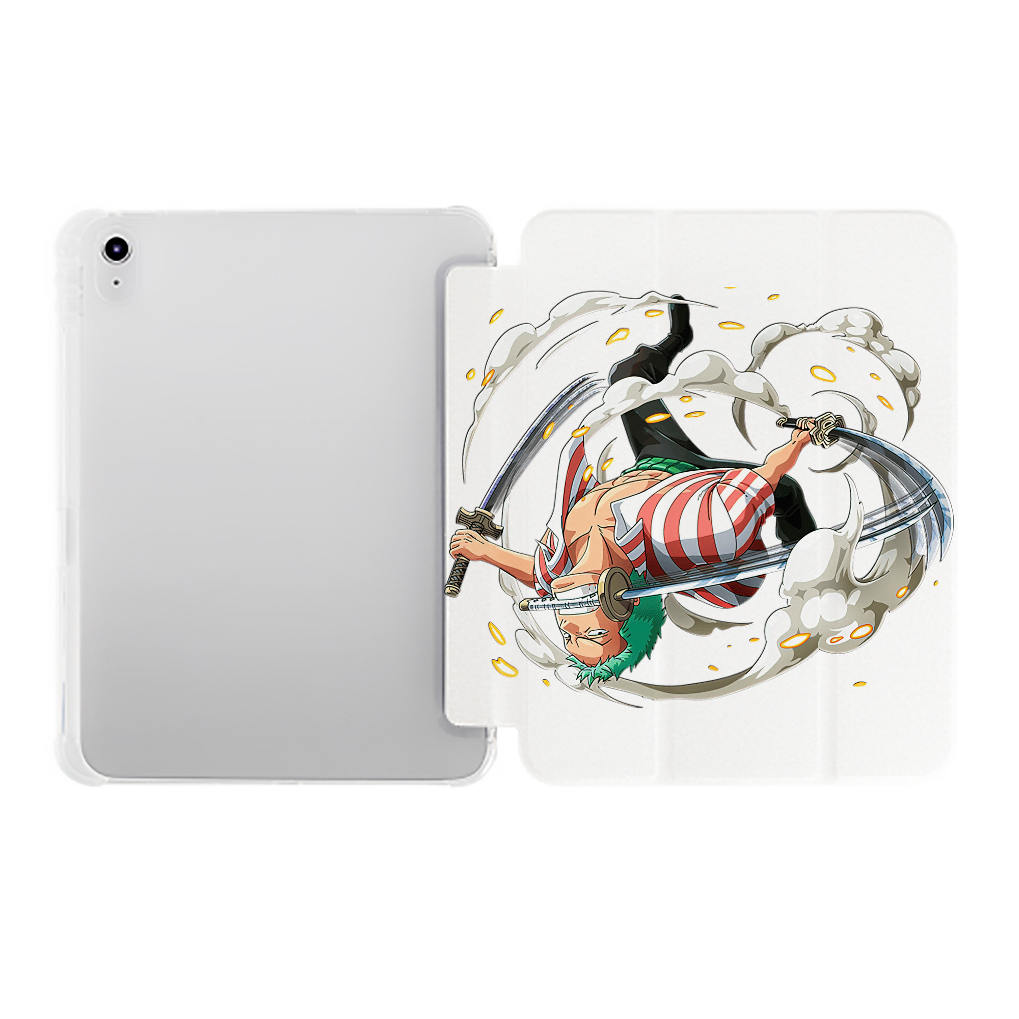（画像用） ワンピース ロロノア・ゾロ ONE PIECE Roronoa Zoro IPad ケース ペン収納付き 三つ折りスタンド PUレザー×シリコン 対応機種9.5/10.5/10.9インチ